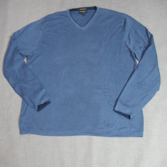 Eddie Bauer Other - Eddie Bauer Sweater Mens XL Tall Blue Knit Pullover 100% Pima Cotton UK Casual